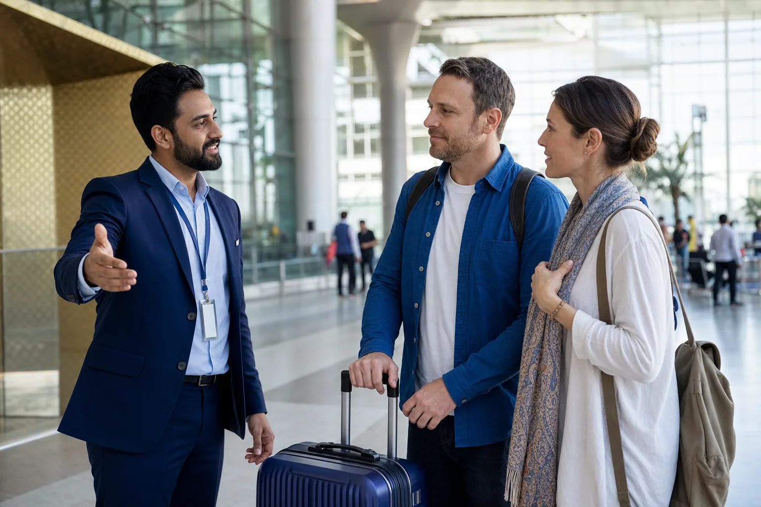 A care coordinator welcoming an international family on arrival in India